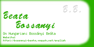 beata bossanyi business card